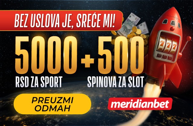 500 SPINOVA + 5.000 DINARA ZA POČETAK AVANTURE – TO MOŽE SAMO MERIDIAN!